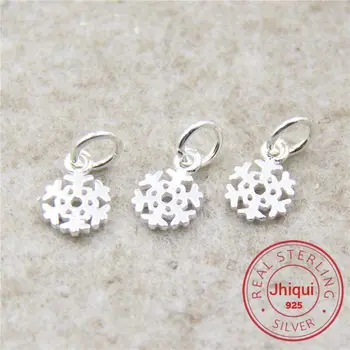 

Real 925 Sterling Silver Accessories Snowflake Charm Pendant Suit for DIY Bracelet Necklace Earring Fine Jewelry Making