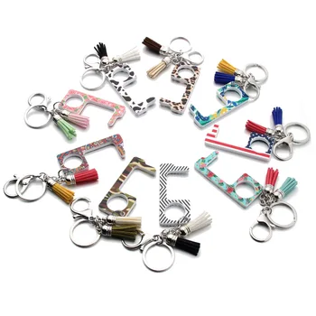 

1pcs No-touch Door Opener Keychain Antimicrobial Edc Safe Door Handle Acrylic Keyring Portable Elevator Tool