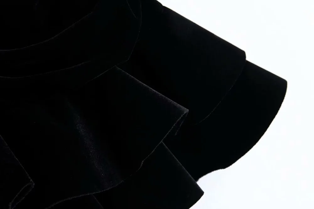 Винтажная черная бархатная мини-юбка с высокой талией BBWM9799