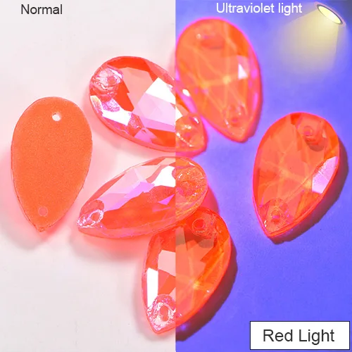 6 размеров черный свет стекло пришить на Стразы Flatback неоновые Швейные кристаллы камней страз ночь Блестящий для вечерние платья для танцев B1304 - Цвет: Red Light