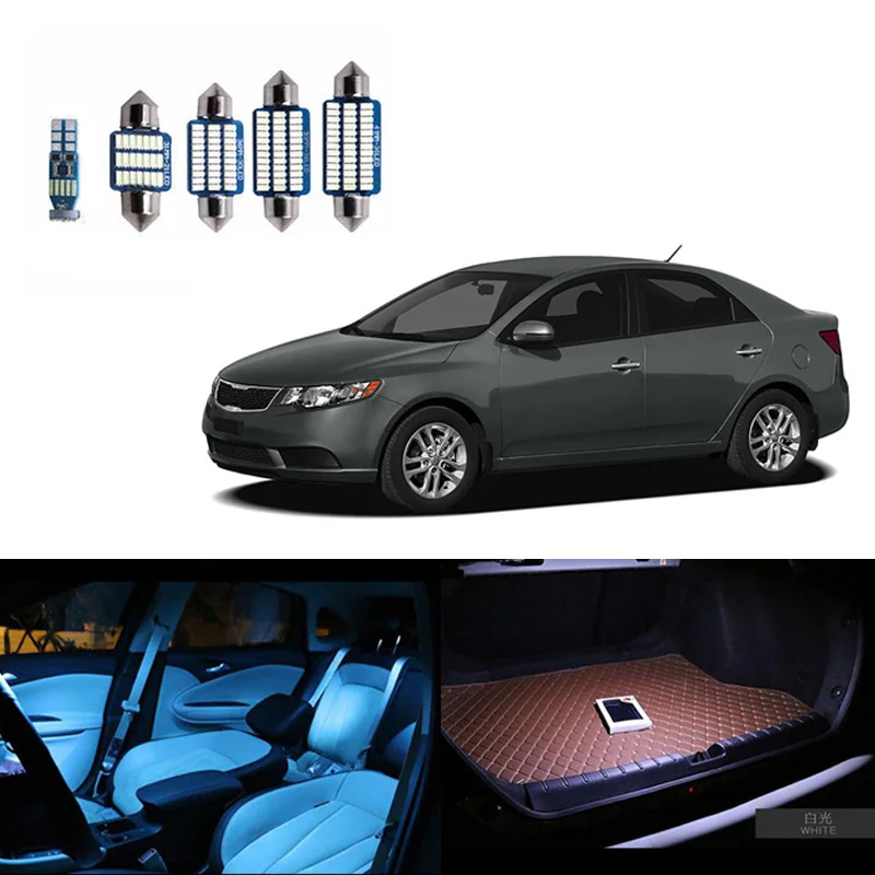 8pcs White LED Lamp T10 W5W Festoon Car Bulbs Interior Package Kit Map Dome Trunk License Plate Light for Kia Forte 2010-2013 | Автомобили