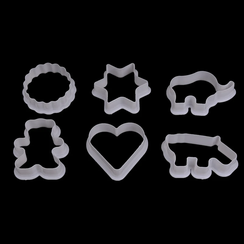6Pcs/set Kitchen Tool Biscuit Cutters Animal Shaped Plastic Cookie Pastry Fondant Moulds Biscuit Mold For Fondant Cake Decor