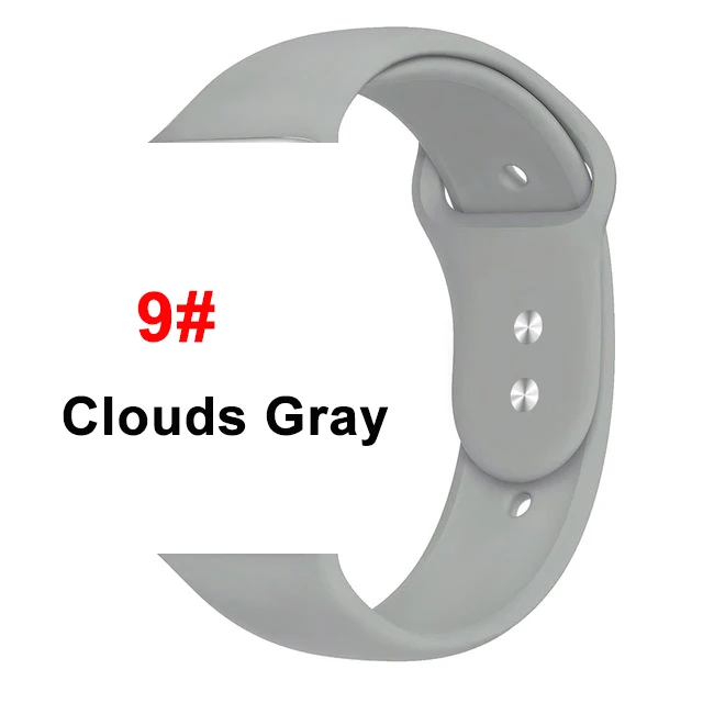 9 Cloud grey Ремешок для Apple Watch 38 мм 42 мм iWatch 4 3 2 1 ремешок 44 мм 40 мм спортивный силиконовый ремень браслет для Apple Watch 5 Аксессуары - Цвет ремешка: 9 Cloud grey