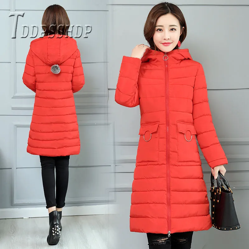 New Warm Women Winter Jackets Coats Cotton Hooded Slim Feminina Outwear Parka