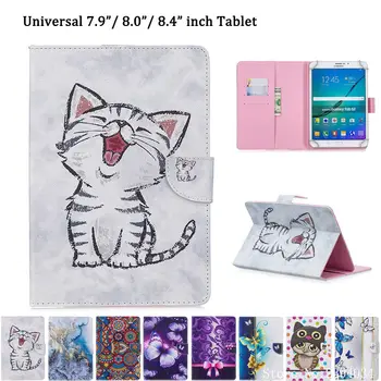 

Universal 8.0 inch Case For Huawei matepad T8 M3 M5 M6 8.4 Cover for iPad mini 5 4 3 2 Tablet Funda Fashion owl Cat Stand Shell