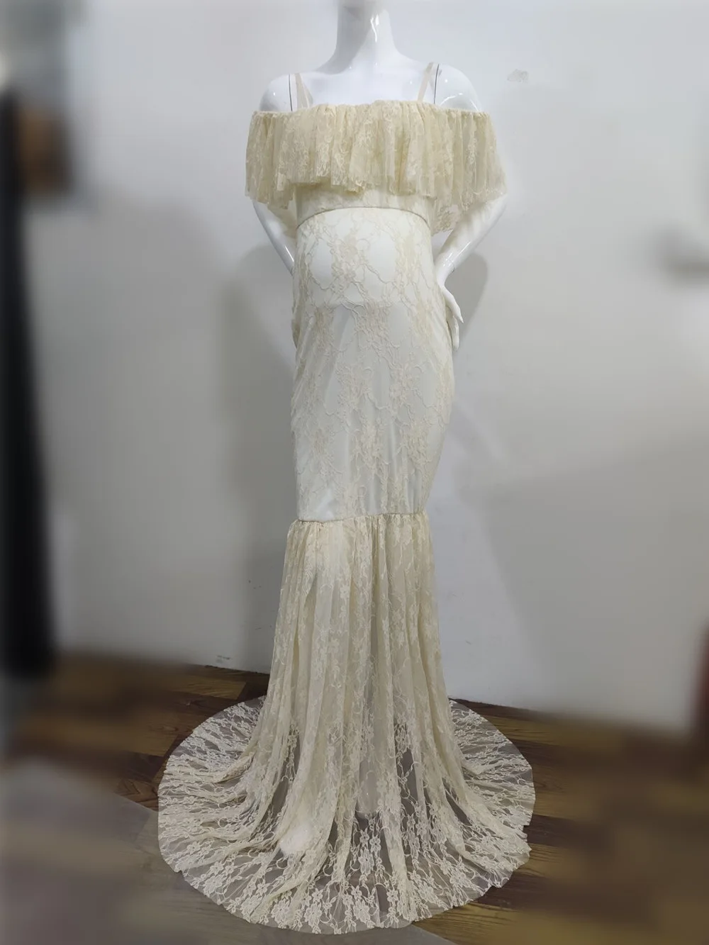 Lace Fancy Women Dress Maternity Photography Props Off Shoulder Pregnancy Dresses Ruffles Maternity Gown Clothes For Photo Shoot (18)