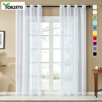 

YokiSTG Plain Solid Color Sheer Curtains For Living Room Bedroom Voile Tulle Window Treatment Curtains For Kitchen Multi Color