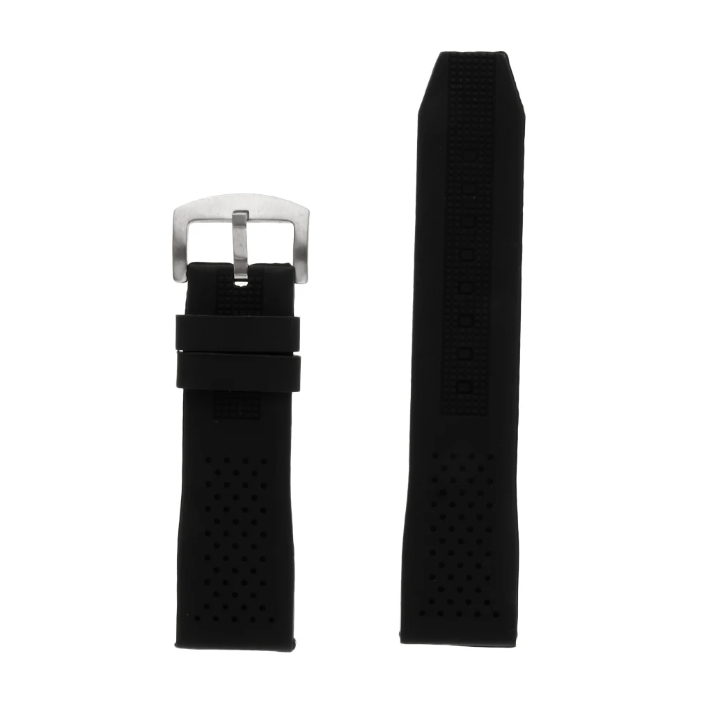 

Perforated Silicone Rubber Rally Racing Watch Band Strap with Curved Ends