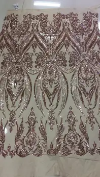 

African Lace Fabric 2019 High Quality Gold Line Sequins Lace French Net Embroidery Tulle Lace Fabrics For Nigerian Party Dress