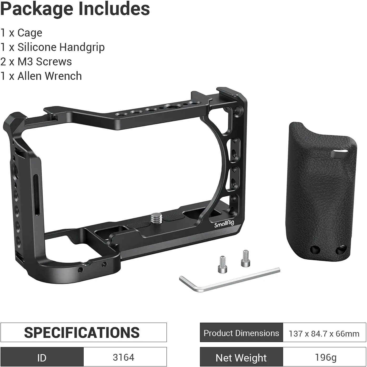 Gaiola com Alça de Silicone Gaiola para Sony Smallrig Dslr Sony Câmera Equipamento A6100 A6300 3164 Gaiola Conjunto A6400 - Image 6