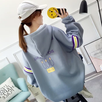 

womens Hoodie fall Korean thickened polyester for ladies Women's blazer baseball uniform Plus size Leisure long-sleeved
