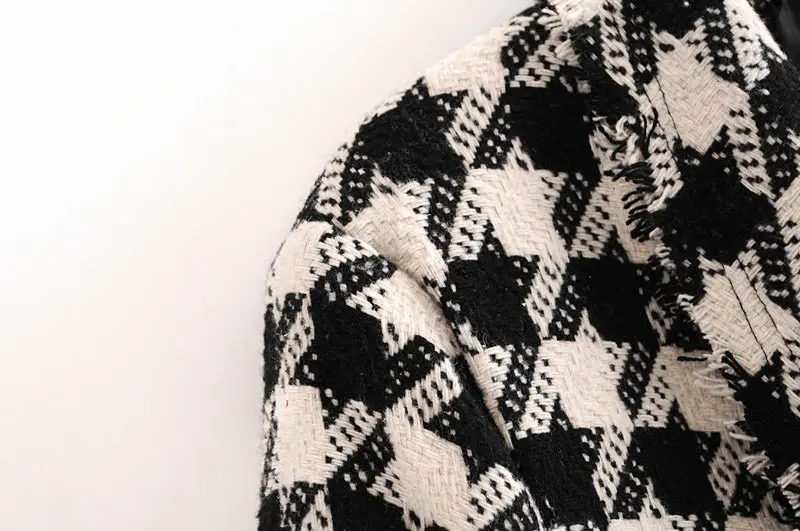 Autumn Clothing Western Style New Style WOMEN'S Dress Western Style Suit Black And White Lattices Thousands of Birds CHIC Coat