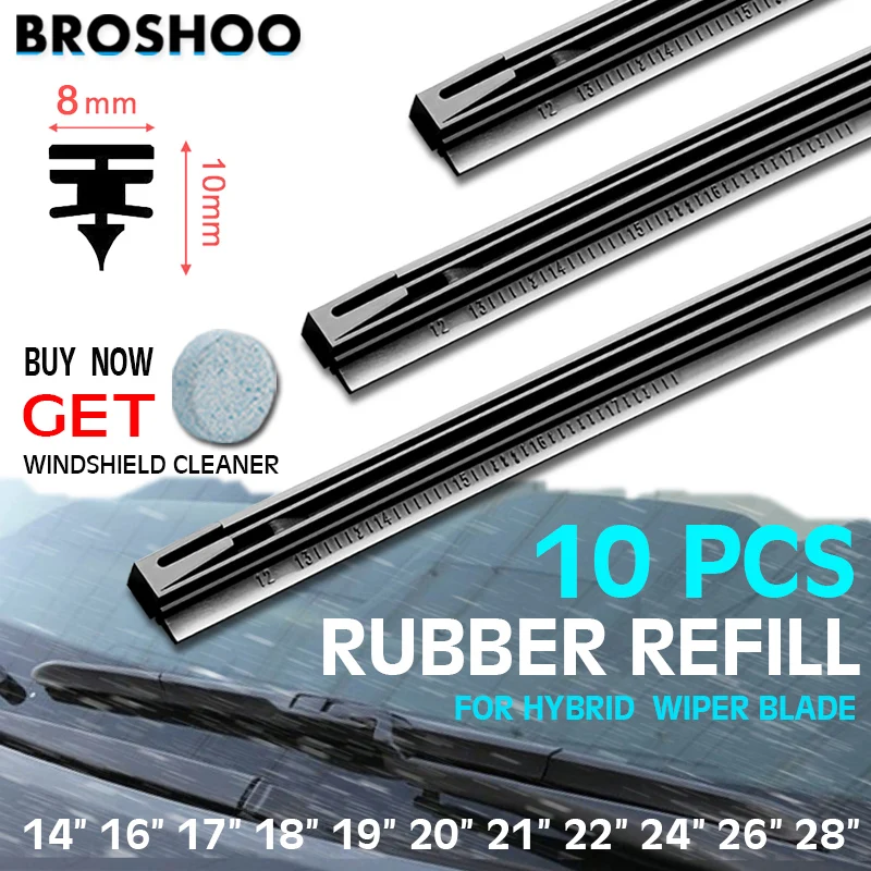 Refill 8Mm Soft 14 16 17 18 19 20 21 22 24 26 28 4Pcs Hybrid Accessories Wipers Car Vehicle Insert Rubber Strip Wiper Blade 