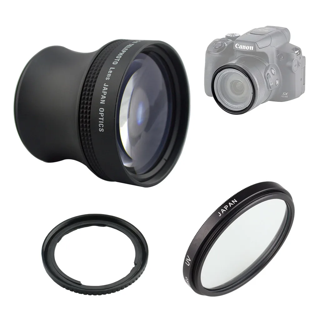 

58mm UV Filter & adapter ring & 3.5x magnification Telephoto Lens for Canon SX540 SX530 SX520 HS Camera