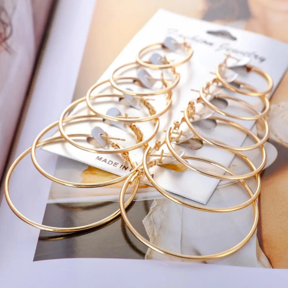 Hesiod, новые модные золотые серьги, женские серьги с жемчугом и звездами, круглые большие геометрические серьги, современные ювелирные изделия - Окраска металла: Чистый золотой цвет