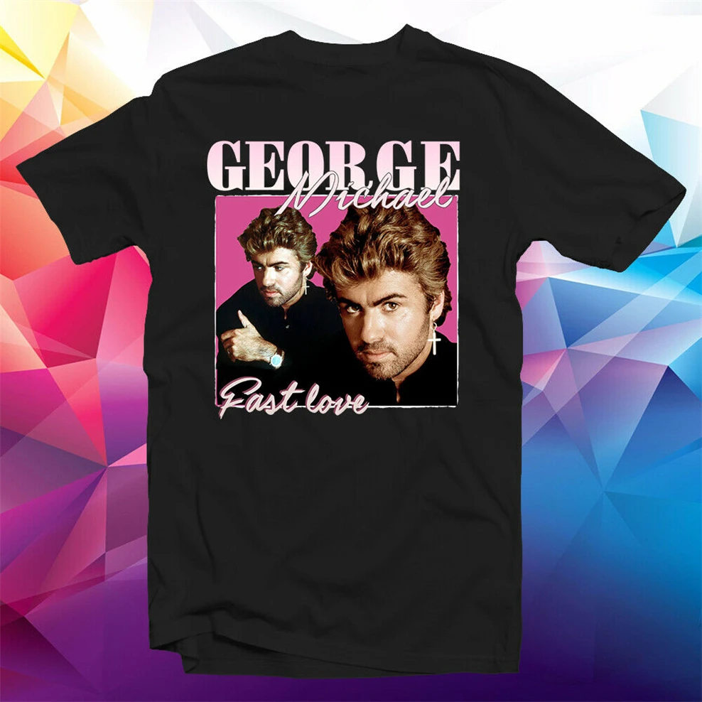 

George Michael Vintage Style Retro Music Style Unisex Black T-Shirt Gh18 Plus Size Clothing Tee Shirt