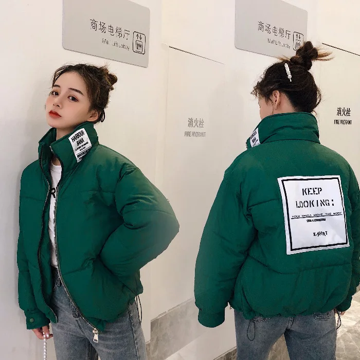 

Photo Shoot 2019 Autumn And Winter Korean-style Stand Collar down Cotton down Coat Women's Short-Style Short-height Students Cot