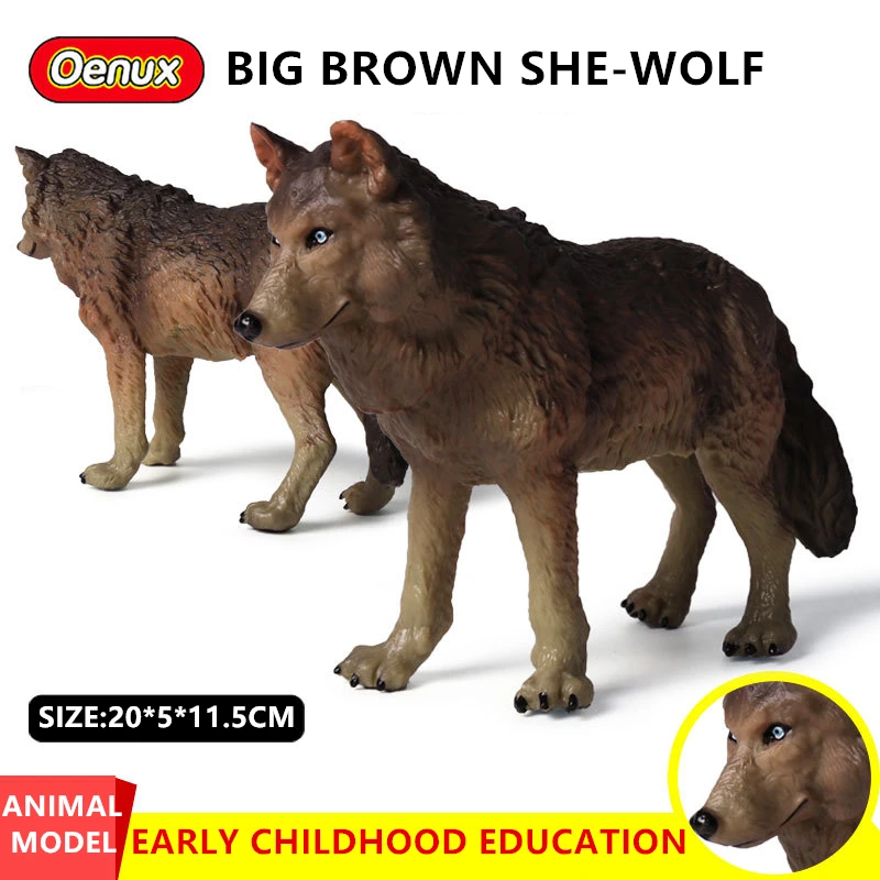 Children's Solid simulation wild animal wolf static model large blue female wolf toy Collecting gifts Toy model