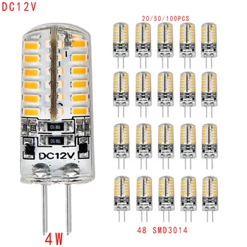 

20/100PCS G4 4W 48 LED SMD 3014 DC 12V Replace 30w Halogen Lamp Crystal Spotlight Light 360 Beam Angle Chandelier LED Bulb Lamp