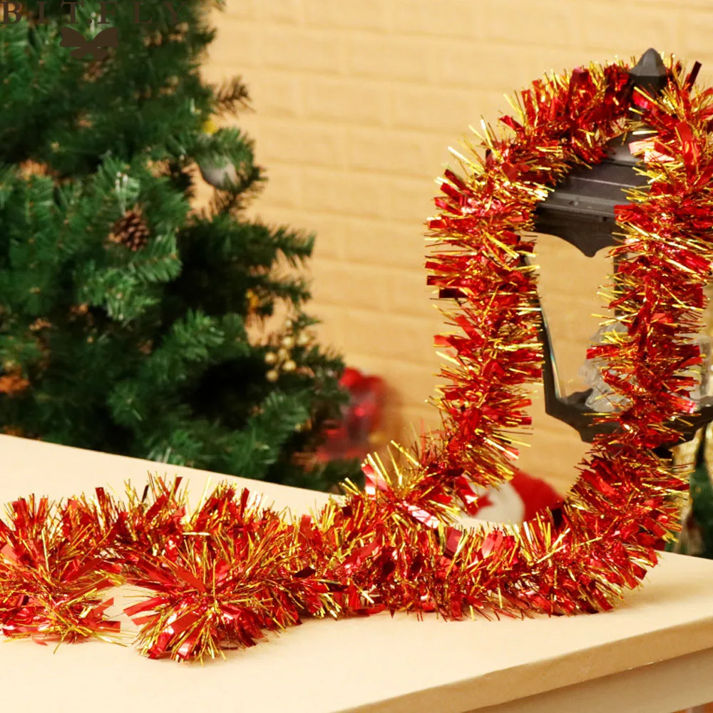 1pcs 2m Christmas Tree Decoration Tinsel Metal Strip Bar Hanging Ornament Ribbon Garland New Year Home Party Decoration Supply