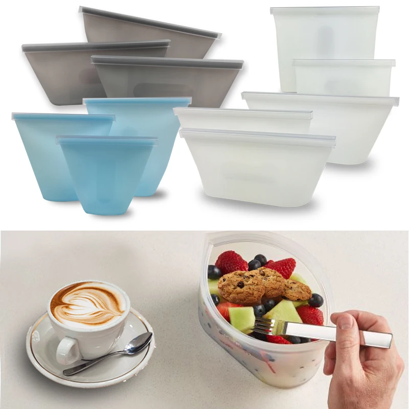 

Kitchen Microwave Bento Lunch Box Reusable Silicone Food Container Storage Vegetable Leakproof Ziplock Sandwich bag BPA Free