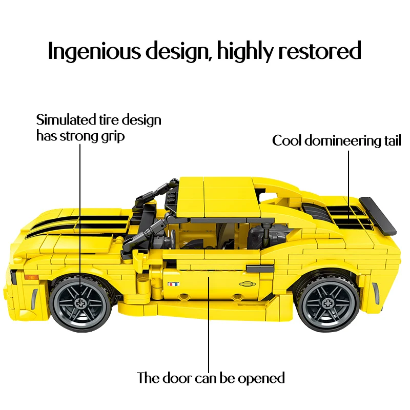 discount 558pcs Creator Yellow Pull Back Sports Car Comalo Model Building Blocks Legoing City Technic Car En