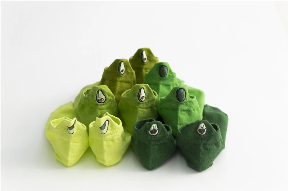 Neue Mode Sommer Herbst Avocado Stickerei Sokken Frauen atmungsaktiven Komfort Baumwolle Ins Stil grüne Söckchen Drops hip – Detail 18