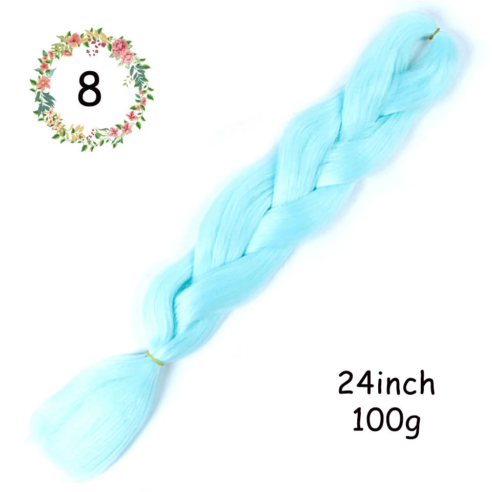 100 г/упак. 2" Ombre Цвет огромные косички синий розовый фиолетовый желтый золотой 86 цветов крючком косички мягкие волосы для наращивания - Цвет: 8