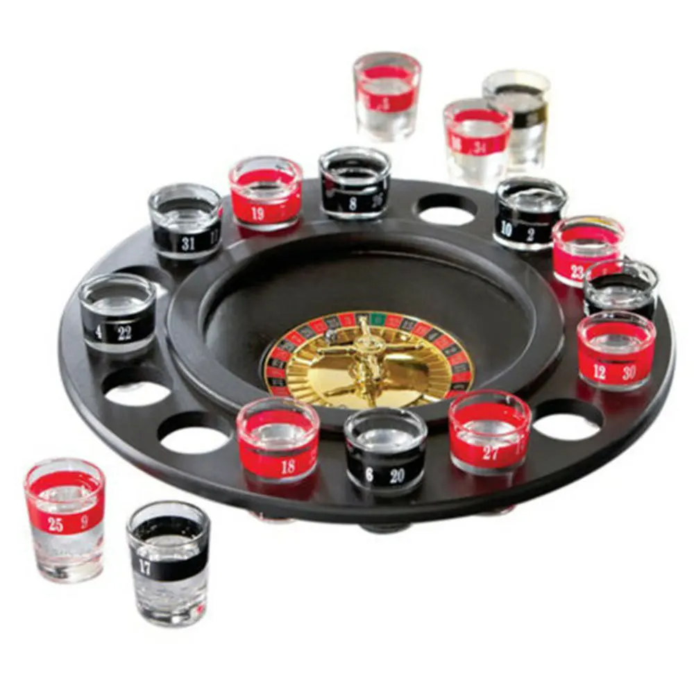DRINKING ROULETTE PARTY SET SPIN SHOT STAG HEN GAME 16 GLASS GAMES ADULT CASINO 