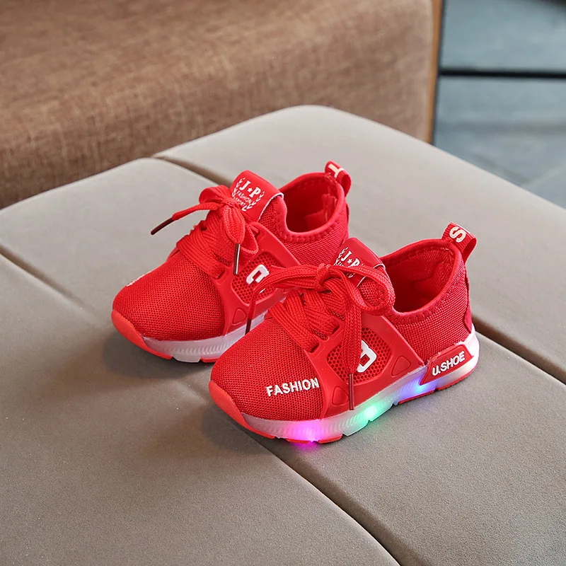 Светящиеся кроссовки с подсветкой; спортивная обувь; Светящиеся кроссовки для девочек и мальчиков; светильник; обувь для детей; sapato infantil menina - Цвет: Красный