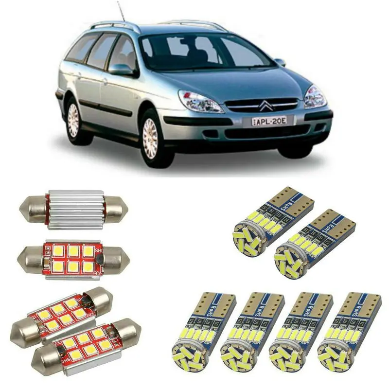 Внутренние светодиодные автомобильные фонари для citroen c5 mk1 dc хэтчбек, выпуск de купольные лампы для автомобилей номерного знака свет 6 шт