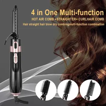 

4 in 1 Hair Dryer Brush Electric Hair Straightener Ion Curler Styler Comb Men Negative Air Hot And For Women Hair Tools Bru O7H4