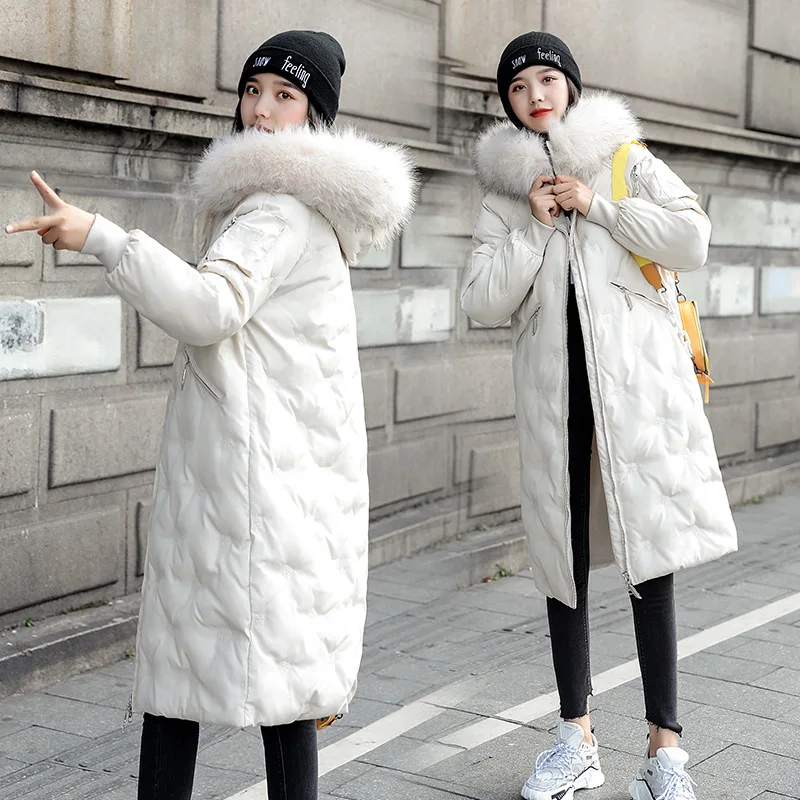 

Hot Sales 2019 Winter New Style Mid-length Cotton-padded Clothes WOMEN'S Dress Korean-style Large Fur Collar Women's Bread down