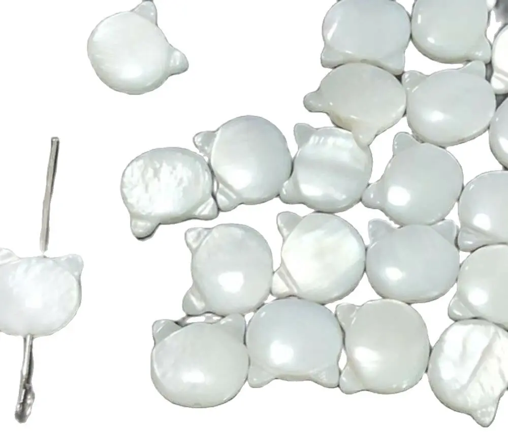 

10 PCS 9mmX10mm Cat Head Shell Natural White Mother of Pearl Loose Beads
