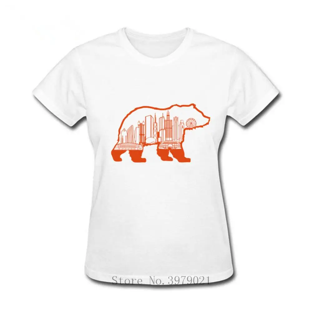 Забавная Chicago Bear Skyline женская футболка Harajuku модная короткая черная белая футболка Эстетическая одежда - Цвет: white