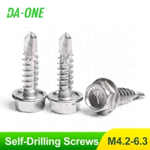 Wood External Hexagon Self-tapping Drilling Screws M4.2 M4.8 M5.5 M6.3 Stainless Steel Flange Cap Locking Sheet Tapping Screw