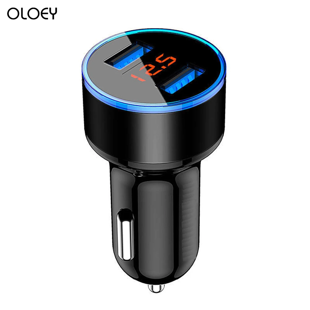OLOEY 3.1A устройство для автомобиля с двумя портами USB Зарядное устройство 2 Порты и разъёмы ЖК-дисплей Дисплей 12-24V прикуриватель зажигалка Адаптер для быстрого автомобильного Зарядное устройство Мощность автомобильный адаптер для укладки
