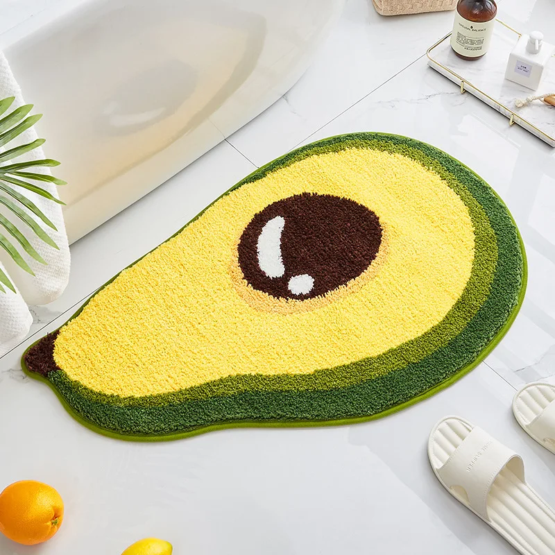 

Cartoon Avocado Lemon Fruit Carpet Flocking Rug Living Room Non-slip Carpets Bathroom Quick-drying Absorbent Door Mat Area Rugs