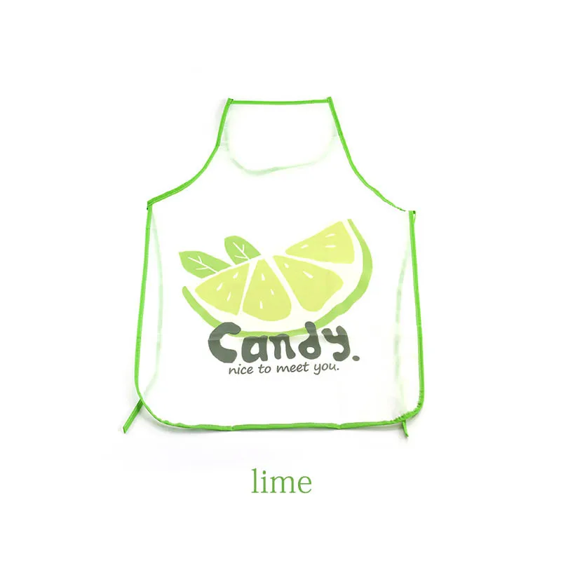 lime 1 шт. анти-масляные фартуки водонепроницаемый фруктовый узор барбекю инструмент выпечка Фартук Кухонный фартук без рукавов - Цвет: lime