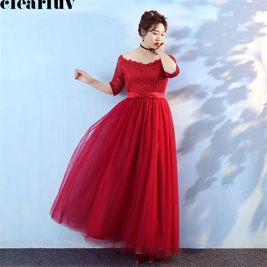 

Simple Evening Dresses Elegant Women Party Dresses 2019 Plus Size Lace Up Robe De Soiree Three Quarter Sleeve Formal Gowns T209