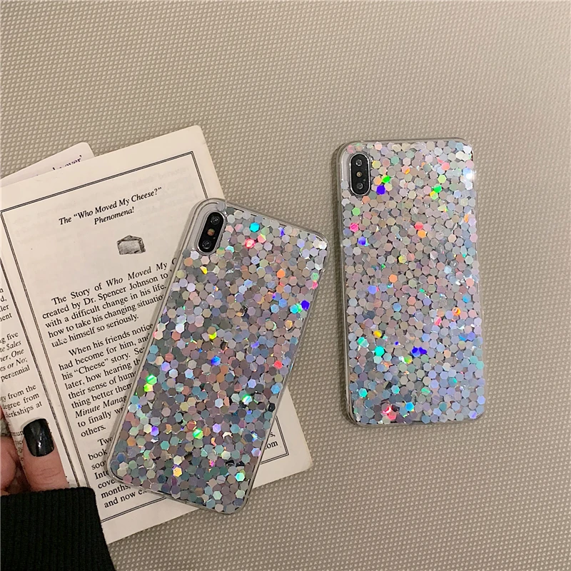 Модный Блестящий Мягкий чехол для iphone X 10 XR XS MAX 7 8 6 6s Plus Ультратонкий защитный из