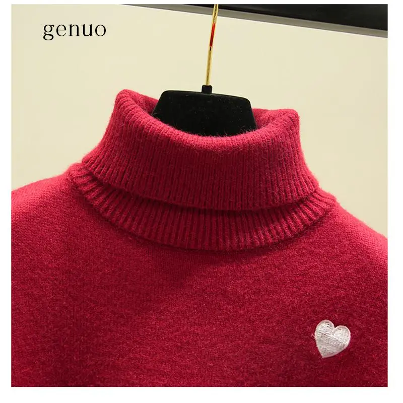 New 2020 Turtleneck Heart Logo Temperament Warm Knitted Sweater Pullover Autumn Knitwear Sueter Mujer Long Sleeve Women New New 2020 Turtleneck Heart Logo Temperament Warm Knitted Sweater Pullover Autumn Knitwear Sueter Mujer Long Sleeve Women New