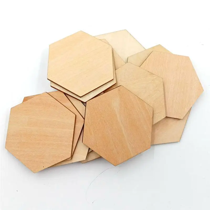 50 шт. бук деревянный шестигранный орнамент из кусочков деревянные формы украшения, Декор DIY ремесленные украшения