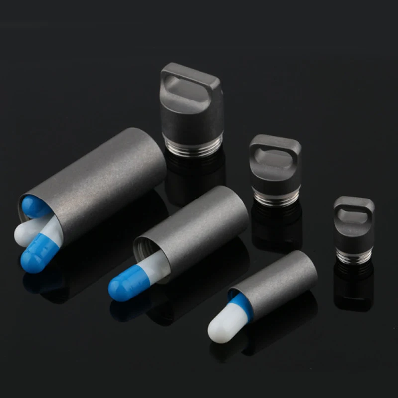 Gray titanium alloy waterproof bottles canister bottle outdoor camping EDC tool waterproof bottle