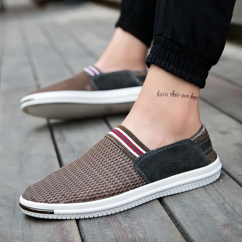 

Summer Mesh Slip-on Low Top Moccosins Men's Flat Breathable Love Shoe Trend Casual Board Shoes
