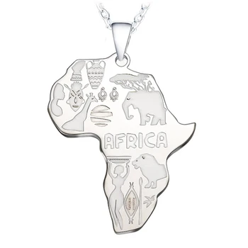 

Silver Gold Black Men's Women's Necklace Africa Map Pendant Ethiopian Jewelry Necklace Alloy Gift For You And Your Friends
