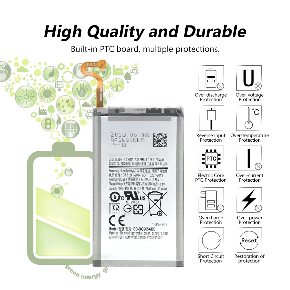 EB-BG965ABE сменная литиевая батарея для телефона samsung Galaxy S9+ S9 Plus G965F SM-G965/SM-G9650/SM-G965F аккумулятор 3500 мАч