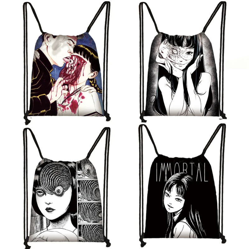 Backpack Drawstring-Bag Horror Canvas Manga Junji Ito Women Travel-Bags Girl Bookbag
