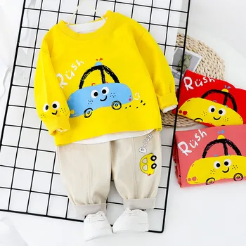 

Boys Clothes Kids Clothes детская одежда Fashion Autumn Cartoon Printed Pullover T-shirt Sweatshirt Tops Pants Set Free Ship