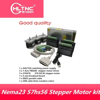 

NEMA 23 stepper motorTB6600 4.0A driver + 3pcs 57HS763004 motor + 5 axis interface board+ power supply 360w 24V for CNC Router